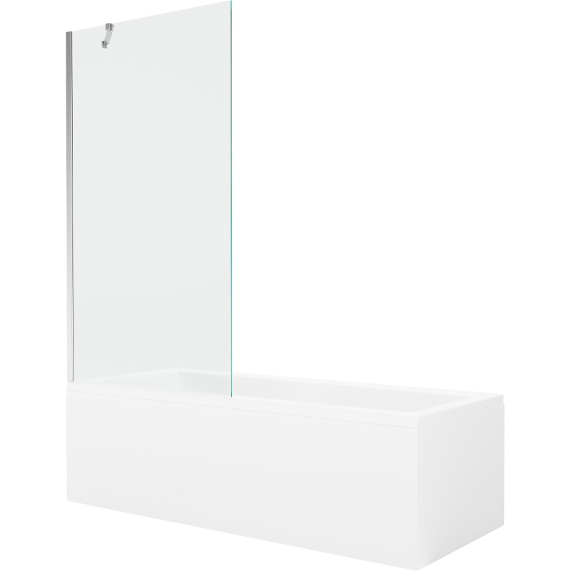 Mexen Cubik obdélníková vana 170 x 70 cm s obložením a jednokřídlým zástěnou 90 cm, transparentní, chrom