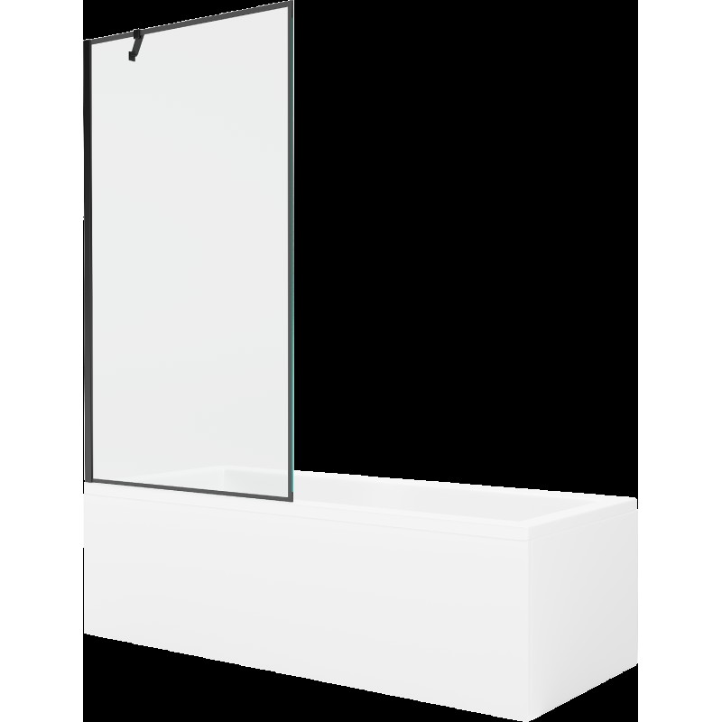 Mexen Cubik obdélníková vana 170 x 70 cm s pláštěm 1-křídlovou zástěnou 90 cm, Černý vzor - 550317070X9509007070