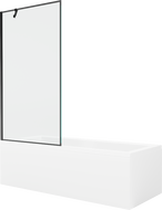 Mexen Cubik obdélníková vana 170 x 70 cm s panelem a jednokřídlou zástěnou 90 cm, černý vzor - 550317070X9509007070