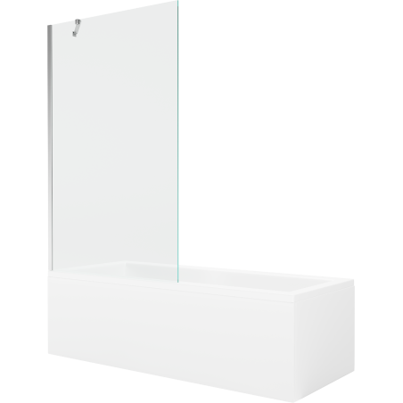 Mexen Cubik obdélníková vana 170 x 70 cm s krytem a jednodílnou zástěnou 100 cm, transparentní, chrom