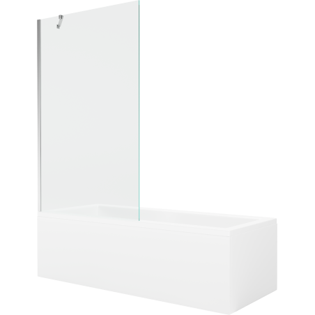 Mexen Cubik obdélníková vana 170 x 70 cm s paneljem a jednokřídlovou zástěnou 100 cm, transparentní, chrom