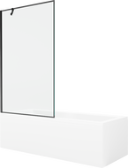 Mexen Cubik obdélníková vana 170 x 70 cm s krytem a jedním křídlovým paravánem 100 cm, černý vzor