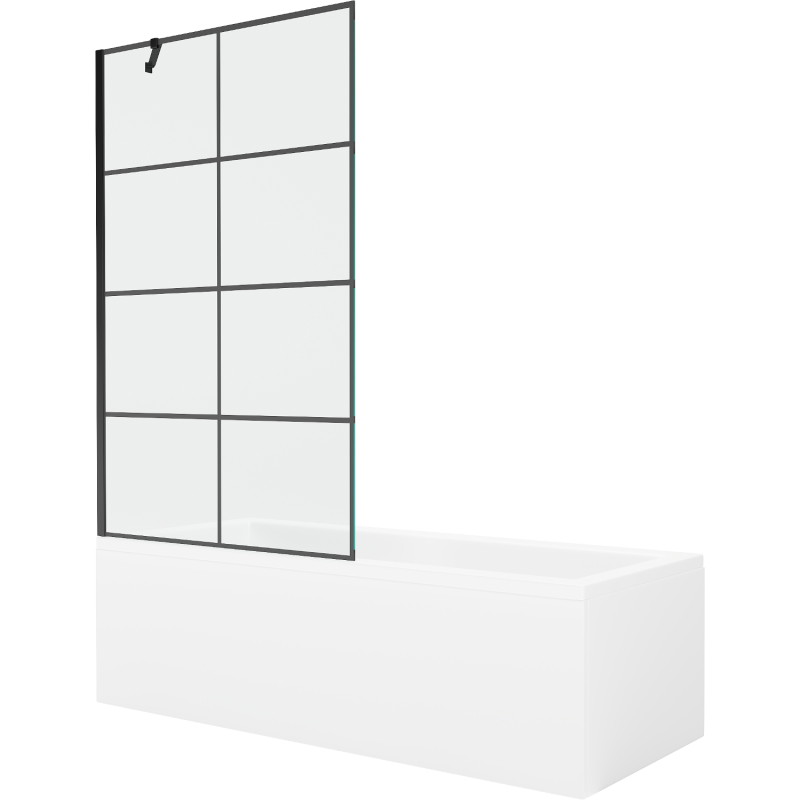 Mexen Cubik obdélníková vana 170 x 70 cm s obkladem a 1-křídlovou zástěnou 100 cm, černý vzor - 550317070X9510007077