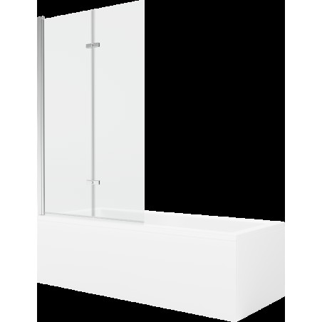 Mexen Cubik obdélníková vana 150 x 70 cms pláštěm 2-křídlovou zástěnou 100 cm, Průhledné, Chromovaná - 550315070X9210020100