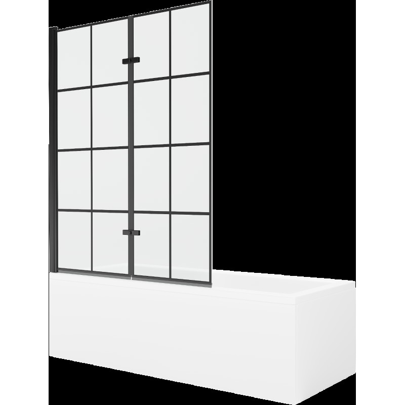 Mexen Cubik obdélníková vana 160 x 70 cms pláštěm 2-křídlovou zástěnou 120 cm, Černý vzor - 550316070X9212027077