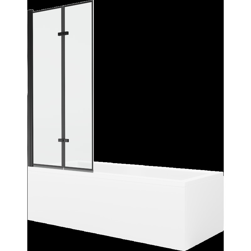 Mexen Cubik obdélníková vana 170 x 70 cms pláštěm 2-křídlovou zástěnou 80 cm, Černý vzor - 550317070X9208027070