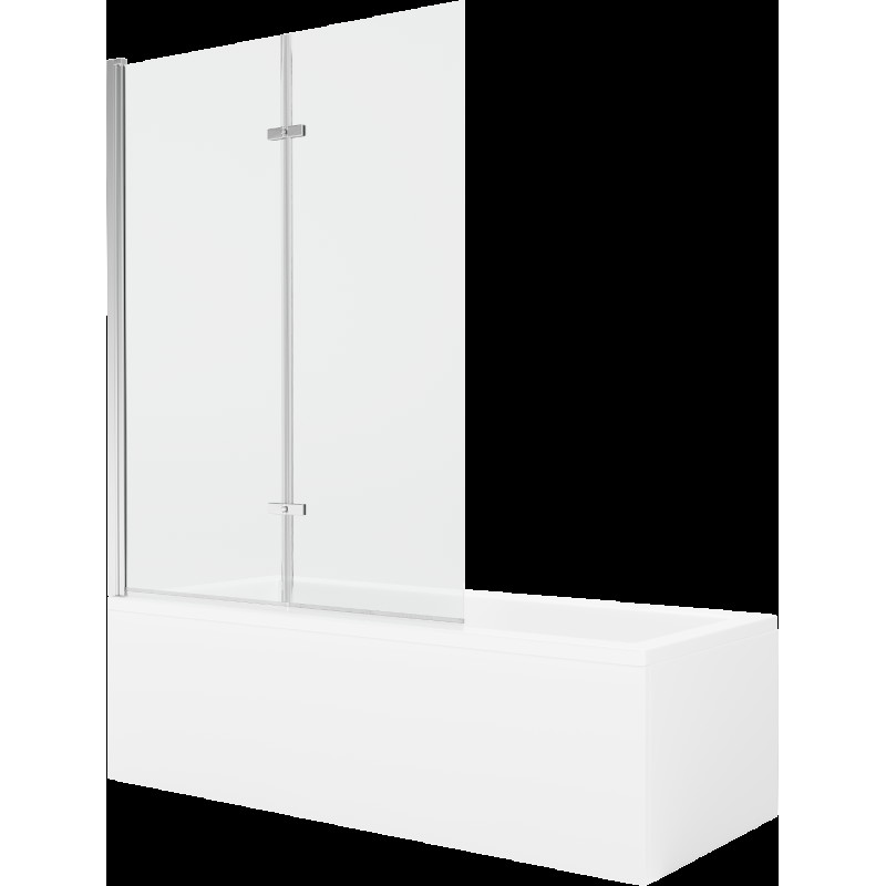 Mexen Cubik obdélníková vana 170 x 70 cms pláštěm 2-křídlovou zástěnou 120 cm, Průhledné, Chromovaná - 550317070X9212020100