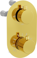 Mexen Kai termostatická vanová-sprchová baterie 3-výstupová, zlatá - 77602-50
