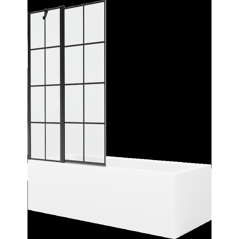 Mexen Cubik obdélníková vana 150 x 70 cm s pláštěm 1-křídlovou zástěnou 100 cm, Černý vzor - 550315070X9410117077