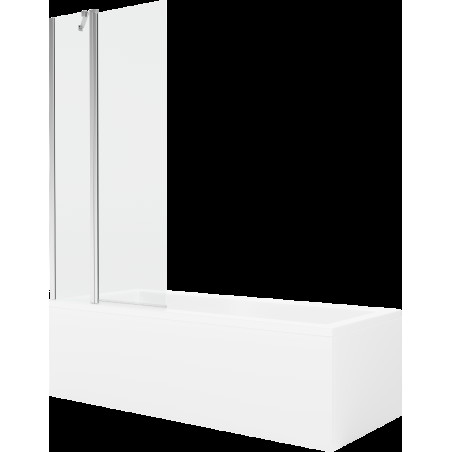 Mexen Cubik obdélníková vana 160 x 70 cm s pláštěm 1-křídlovou zástěnou 80 cm, Průhledné, Chromovaná - 550316070X9408110100