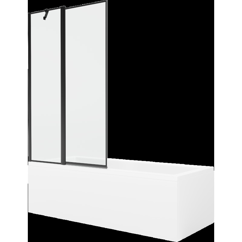 Mexen Cubik obdélníková vana 160 x 70 cm s pláštěm 1-křídlovou zástěnou 100 cm, Černý vzor - 550316070X9410117070