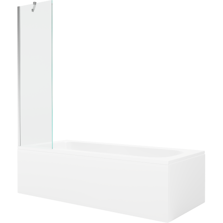 Mexen Vega obdélníková vana 150 x 70 cm s krytem a jednou křídlovou zástěnou 50 cm, transparentní, chrom