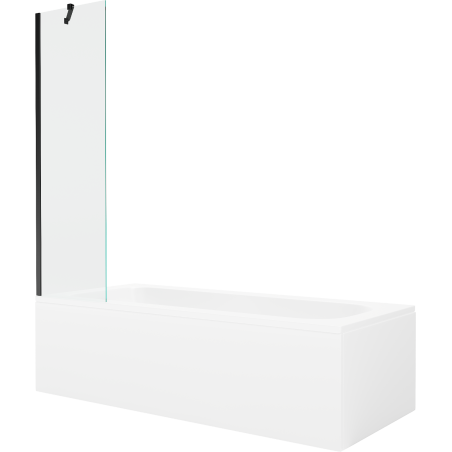 Mexen Vega obdélníková vana 150 x 70 cm s obložením a paravánem s 1 křídlem 50 cm, transparentní, černá