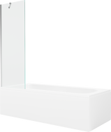 Mexen Vega obdélníková vana 150 x 70 cm s krytem a 1-křídlovou zástěnou 60 cm, transparentní, chrom