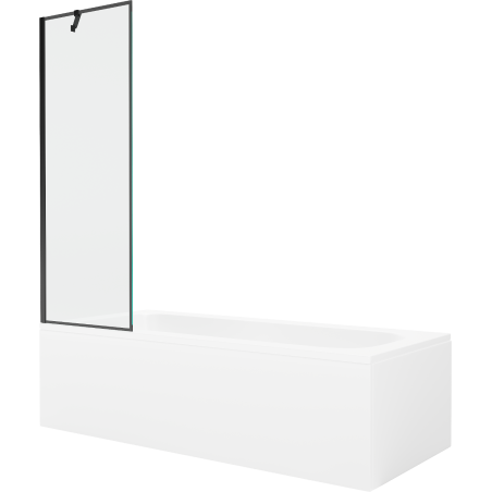 Mexen Vega obdélníková vana 150 x 70 cm s krytem a 1křídlovou zástěnou 60 cm, černý vzor - 550115070X9506007070