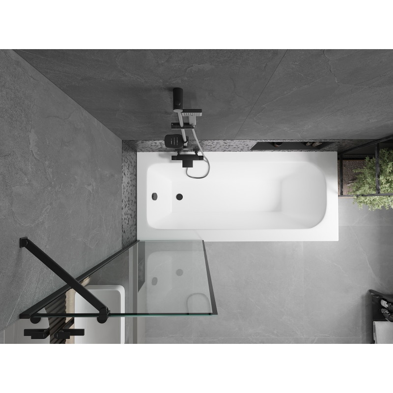 Mexen Vega obdélníková vana 150 x 70 cm s krytem a 1křídlovou zástěnou 60 cm, černý vzor - 550115070X9506007070