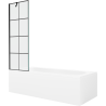 Mexen Vega obdélníková vana 150 x 70 cm s krytem a jednokřídlou zástěnou 60 cm, černý vzor - 550115070X9506007077