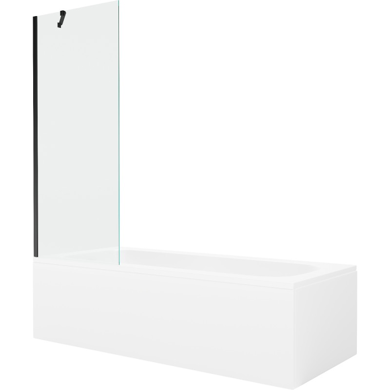 Mexen Vega obdélníková vana 150 x 70 cm s opláštěním a 1-křídlou zástěnou 70 cm, transparentní, černá