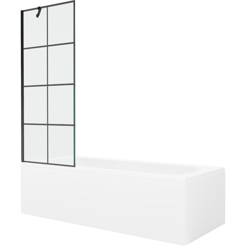 Mexen Vega obdélníková vana 150 x 70 cm s pláštěm a 1-křídlovou zástěnou 70 cm, černý vzor - 550115070X9507007077