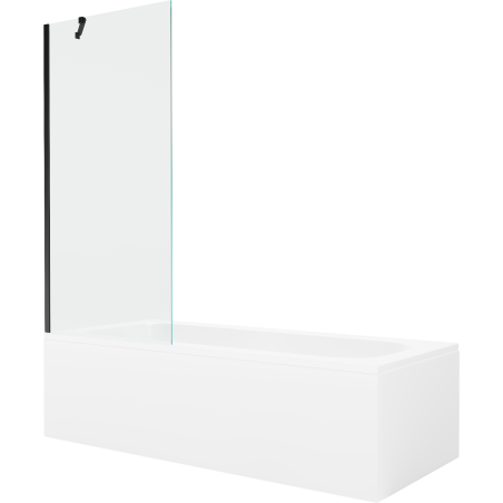 Mexen Vega obdélníková vana 150 x 70 cm s krytem a 1-křídlovou zástěnou 80 cm, transparentní, černá