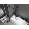 Mexen Vega obdélníková vana 150 x 70 cm s krytem a 1-křídlým paravanem 80 cm, černý vzor - 550115070X9508007070
