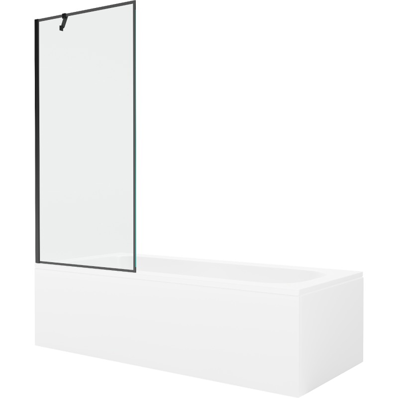Mexen Vega obdélníková vana 150 x 70 cm s krytem a 1-křídlým paravanem 80 cm, černý vzor - 550115070X9508007070