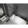 Mexen Vega obdélníková vana 150 x 70 cm s krytem a 1-křídlovou zástěnou 80 cm, černý vzor - 550115070X9508007077