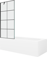 Mexen Vega obdélníková vana 150 x 70 cm s obložením a 1-křídlovou zástěnou 80 cm, černý vzor - 550115070X9508007077