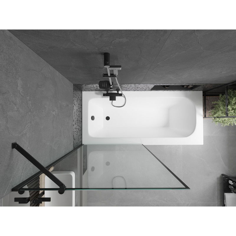 Mexen Vega obdélníková vana 150 x 70 cm s krytem a 1-křídlovým paravánem 90 cm, černý vzor - 550115070X9509007070