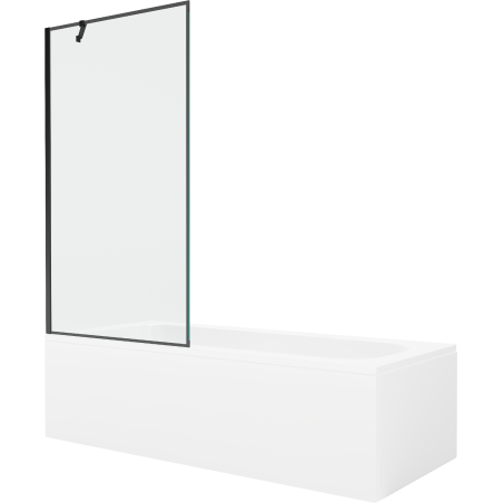 Mexen Vega obdélníková vana 150 x 70 cm s obložením a jednokřídlou zástěnou 90 cm, černý vzor - 550115070X9509007070