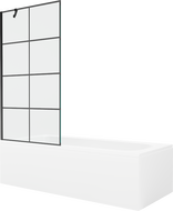 Mexen Vega obdélníková vana 150 x 70 cm s panelem a 1-křídlovou zástěnou 90 cm, černý vzor - 550115070X9509007077