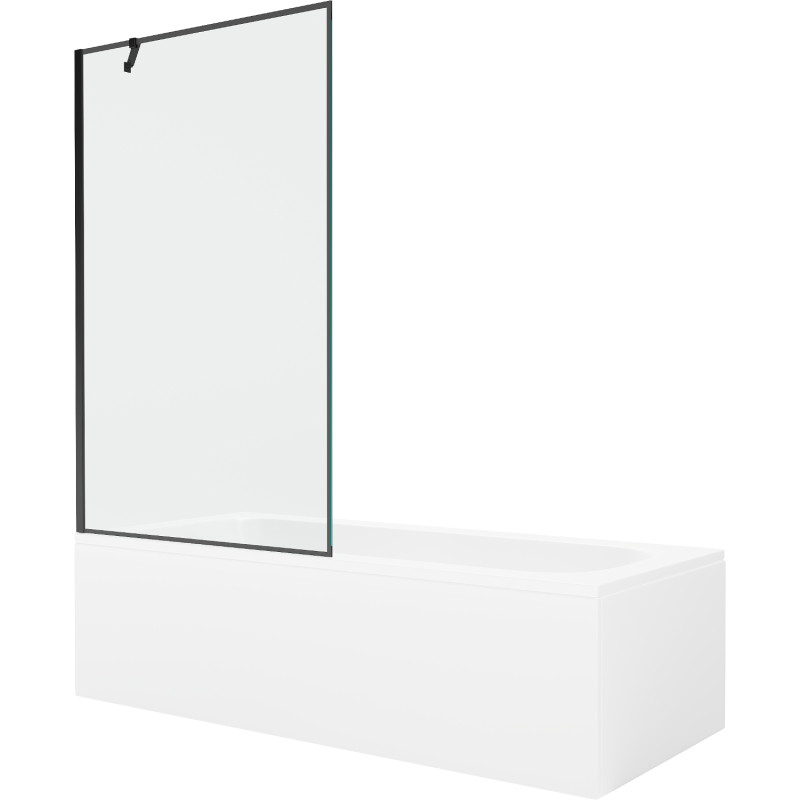 Mexen Vega obdélníková vana 150 x 70 cm s krytem a 1-křídlovým zástenem 100 cm, černý vzor - 550115070X9510007070