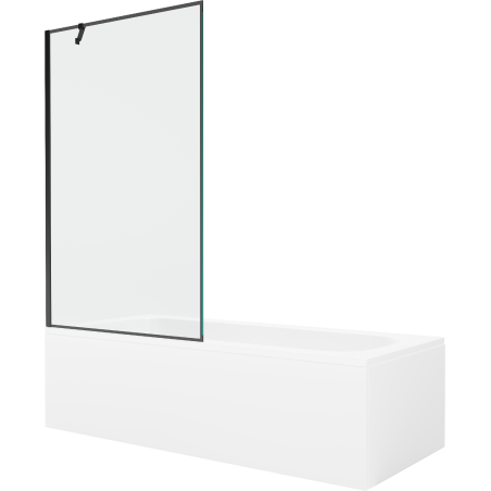 Mexen Vega obdélníková vana 150 x 70 cm s panelovým krytem a 1-křídlovou zástěnou 100 cm, černý vzor