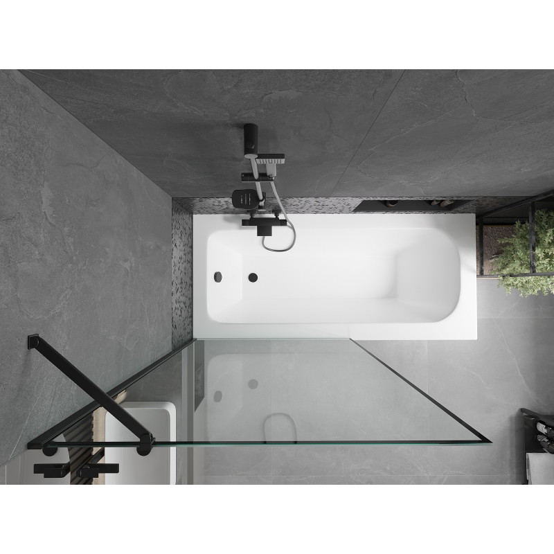 Mexen Vega obdélníková vana 150 x 70 cm s krytem a 1-křídlovým zástenem 100 cm, černý vzor - 550115070X9510007070