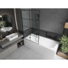 Mexen Vega obdélníková vana 150 x 70 cm s krytem a 1křídlovou zástěnou 100 cm, černý vzor - 550115070X9510007077