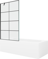 Mexen Vega obdélníková vana 150 x 70 cm s krytem a 1-křídlovou zástěnou 100 cm, černý vzor - 550115070X9510007077