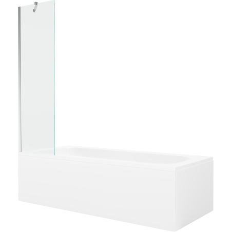 Mexen Vega obdélníková vana 160 x 70 cm s krytem a jednokřídlou zástěnou 50 cm, transparentní, chrom