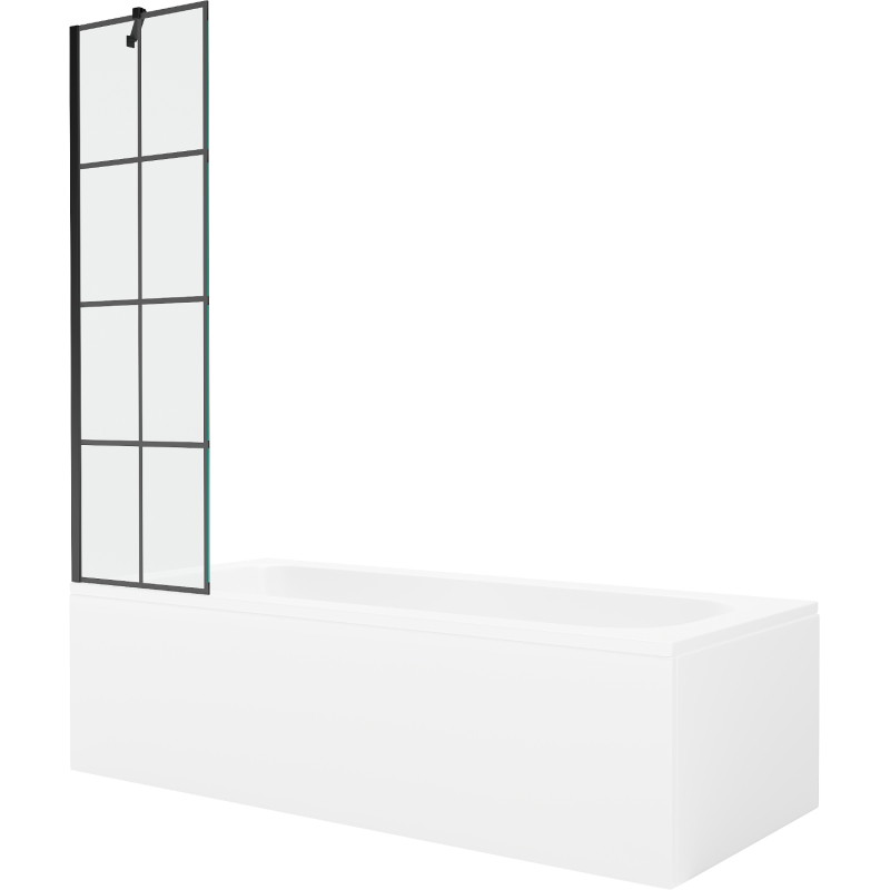 Mexen Vega obdélníková vana 160 x 70 cm s krytem a 1-křídlovou zástěnou 50 cm, černý vzor - 550116070X9505007077