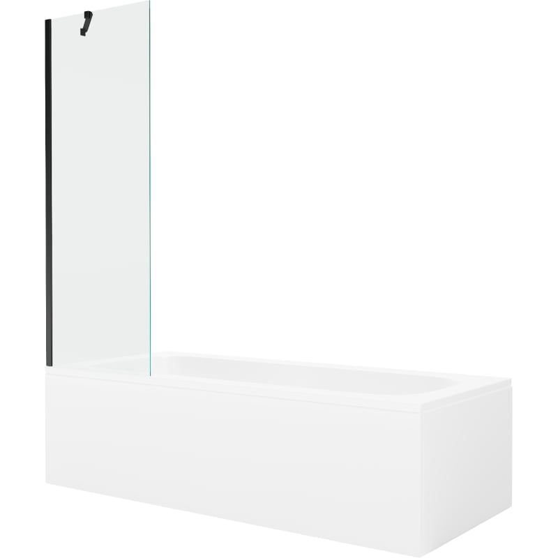 Mexen Vega obdélníková vana 160 x 70 cm s obkladem a 1-křídlovou zástěnou 60 cm, transparentní, černá