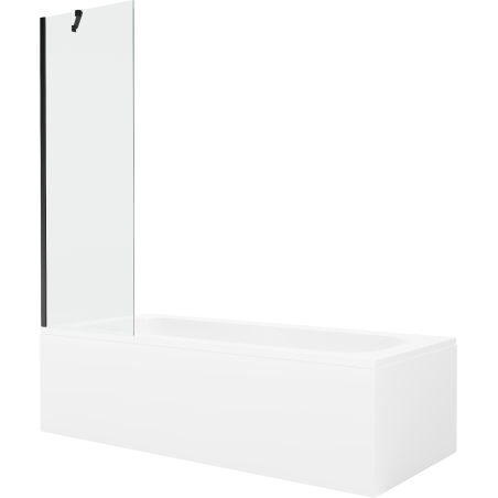 Mexen Vega obdélníková vana 160 x 70 cm s obkladem a 1-křídlovou zástěnou 60 cm, transparentní, černá