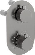 Mexen Kai termostatická vanová-sprchová baterie 3cestná, kartáčovaná gun gray - 77602-66