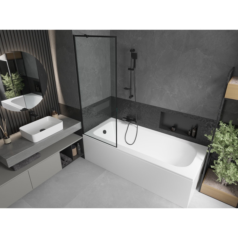 Mexen Vega obdélníková vana 160 x 70 cm s krytem a 1-křídlovým zástěnou 70 cm, černý vzor - 550116070X9507007070