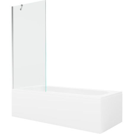 Mexen Vega obdélníková vana 160 x 70 cm s panelem a jednokřídlou zástěnou 80 cm, transparentní, chrom - 550116070X9508000001