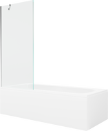Mexen Vega obdélníková vana 160 x 70 cm s krytem a jedním křídlovým paravanem 80 cm, transparentní, chrom