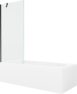 Mexen Vega obdélníková vana 160 x 70 cm s krytem a jedním křídlovým paravánem 80 cm, transparentní, černá