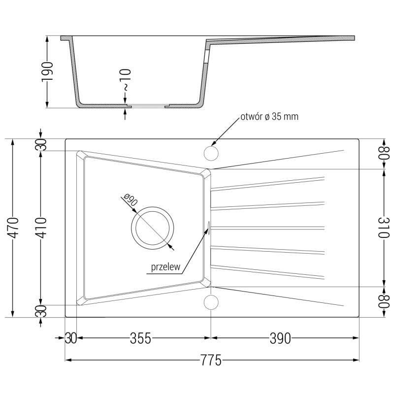 Mexen Cesar granitový dřez 1-komorový s odkapávačem a kuchyňskou baterií Flora, béžový - 6514-69-670401-07-B