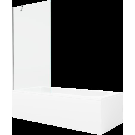 Mexen Vega obdélníková vana 160 x 70 cm s pláštěm 1-křídlovou zástěnou 90 cm, Průhledné, Chromovaná - 550116070X9509000001