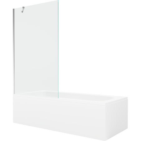 Mexen Vega obdélníková vana 160 x 70 cm s krytem a 1-křídlovou zástěnou 100 cm, transparentní, chrom