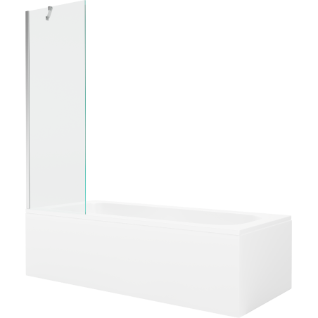 Mexen Vega obdélníková vana 170 x 70 cm s krytem a 1křídlou zástěnou 60 cm, transparentní, chrom - 550117070X9506000001