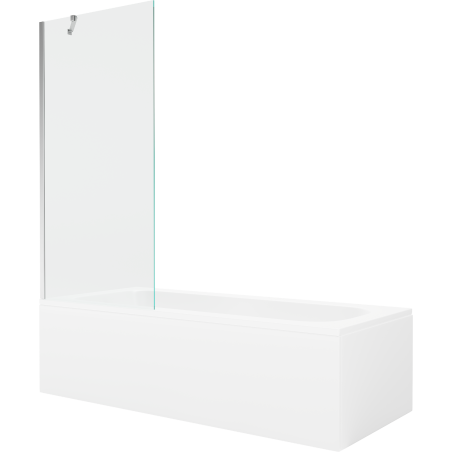 Mexen Vega obdélníková vana 170 x 70 cm s krytem a jednokřídlou zástěnou 80 cm, transparentní, chrom